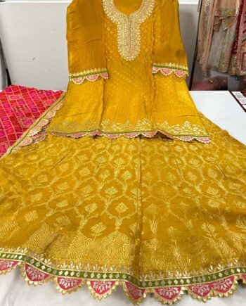 Banarsi  lehenga 3 Pc Set its is semi stitched you can make your own size shirt up to 48 inch